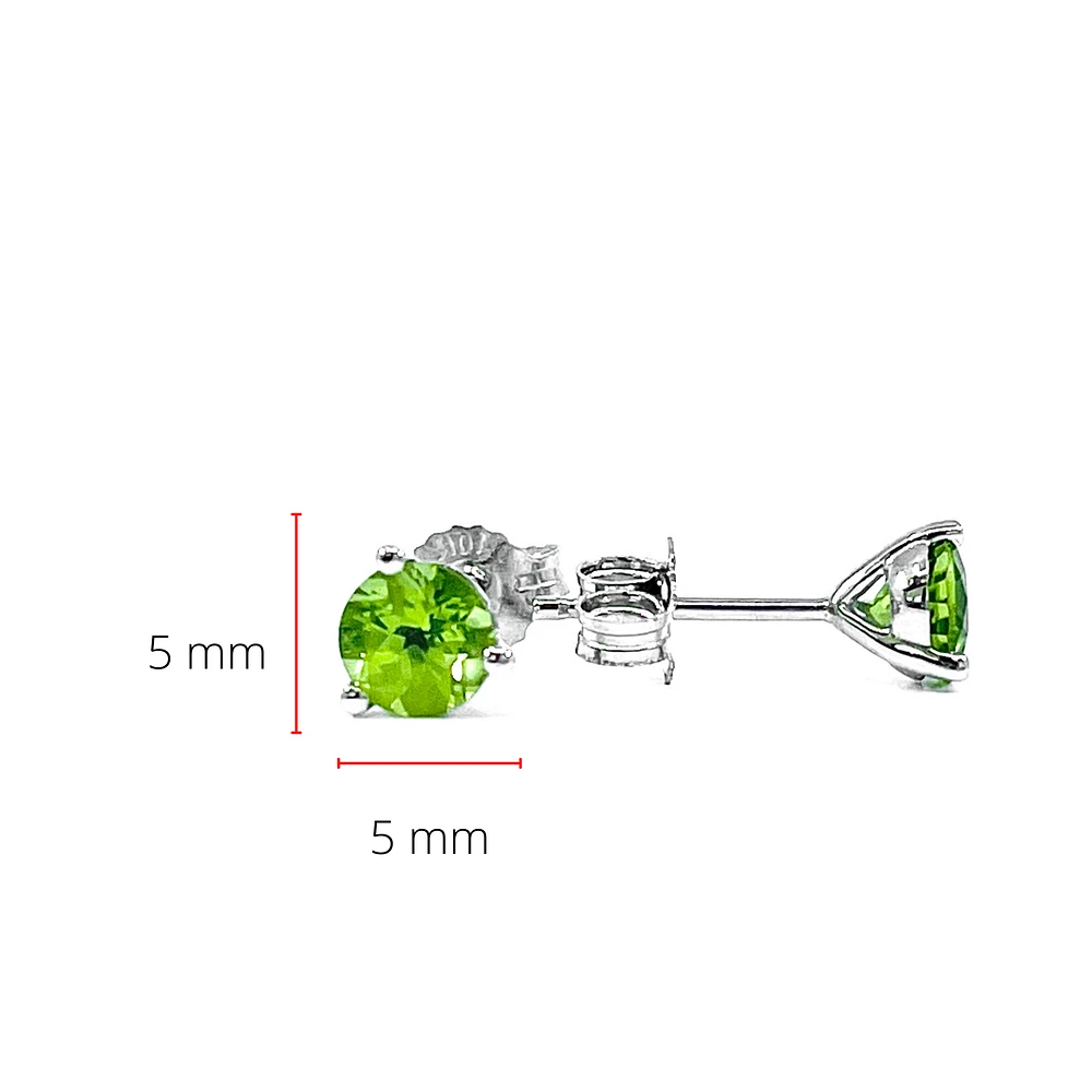 14K White Gold Peridot Stud Earrings