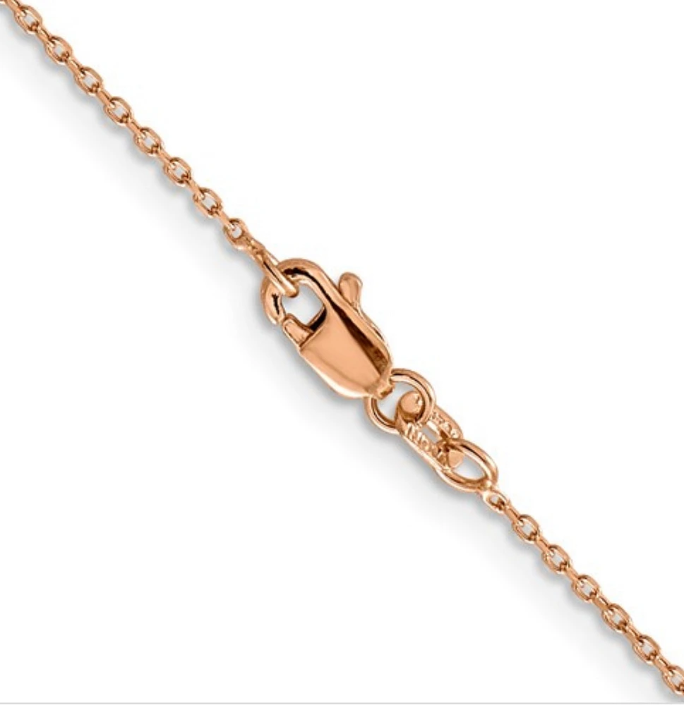 14K Rose Gold Diamond-Cut Cable Chain with Lobster Clasp - 1.00 mm Various Length