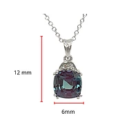 10K White Gold 1.00cttw Created Alexandrite & 0.01cttw Diamond Pendant, 17"