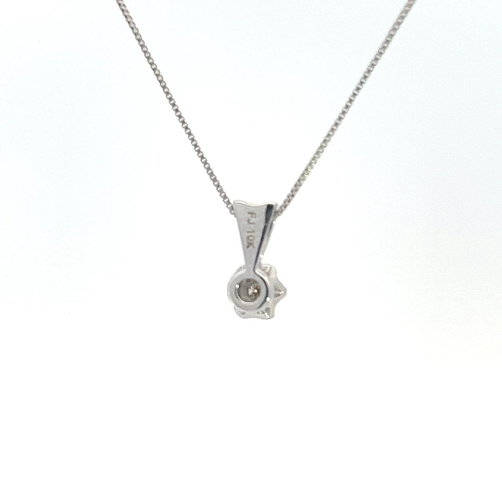 10K White Gold 0.05 cttw Diamond Solitaire Pendant, 18"