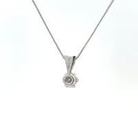 10K White Gold 0.05 cttw Diamond Solitaire Pendant, 18"