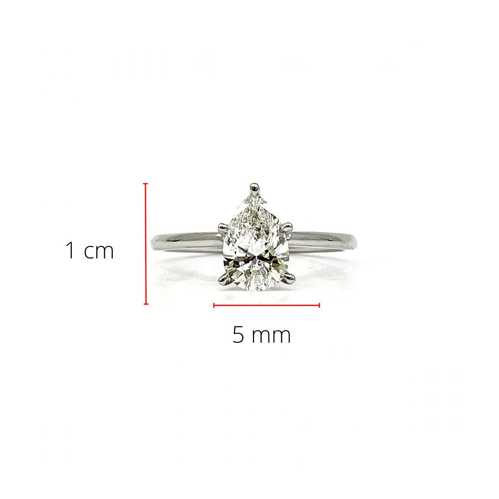 14K Gold 1.00cttw Lab Grown Diamond Pear Shape Solitaire Engagement Ring - /