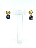 10K Yellow Gold Created Alexandrite and Diamond Earrings