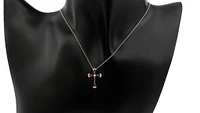 10K White Gold 0.18cttw Ruby and 0.07cttw Diamond Cross Pendant - 18 inches