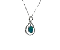 10K White Gold 0.50cttw Australian Opal Doublet Necklace - 18 Inches