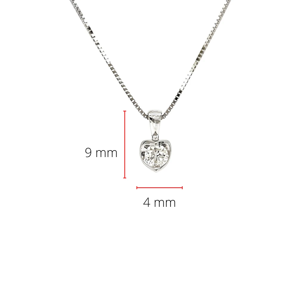 14K White Gold 0.10cttw Canadian Diamond Mezza Luna Necklace