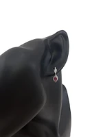 10K White Gold Ruby & 0.065cttw Diamond Earrings