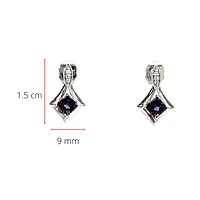 10K White Gold Created Alexandrite and 0.026cttw Diamond Earrings