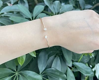14K Rose Gold 0.24cttw Diamond Cuff Bangle, 6.5"