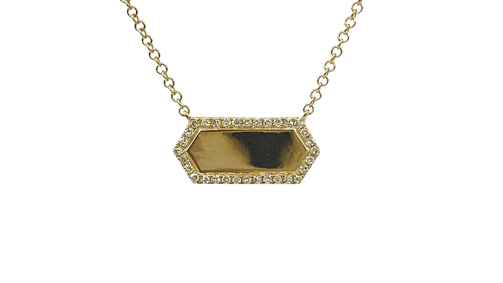 14K Yellow Gold 0.10cttw Diamond Pendant, 18"