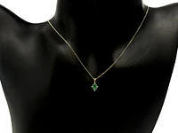 10K Yellow Gold 5x3mm Emerald and 0.03cttw Diamond Pendant