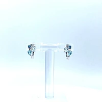 Blue Topaz, Aquamarine & Diamond Earrings