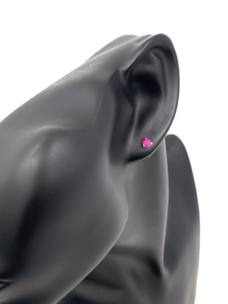 10K White Gold 0.50cttw Genuine Ruby stud Earrings