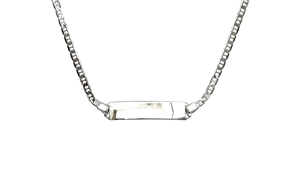 Engraveable 925 Sterling Silver Bar Baby Bracelet with Fancy Link 5.5"