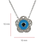 10K White Gold Blue Enamel and Diamond Necklace, 18"