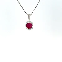 10K White Gold Genuine Ruby Pendant