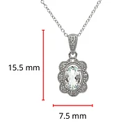 10K White Gold 0.35cttw Aquamarine and 0.039cttw Diamond Pendant - 18"