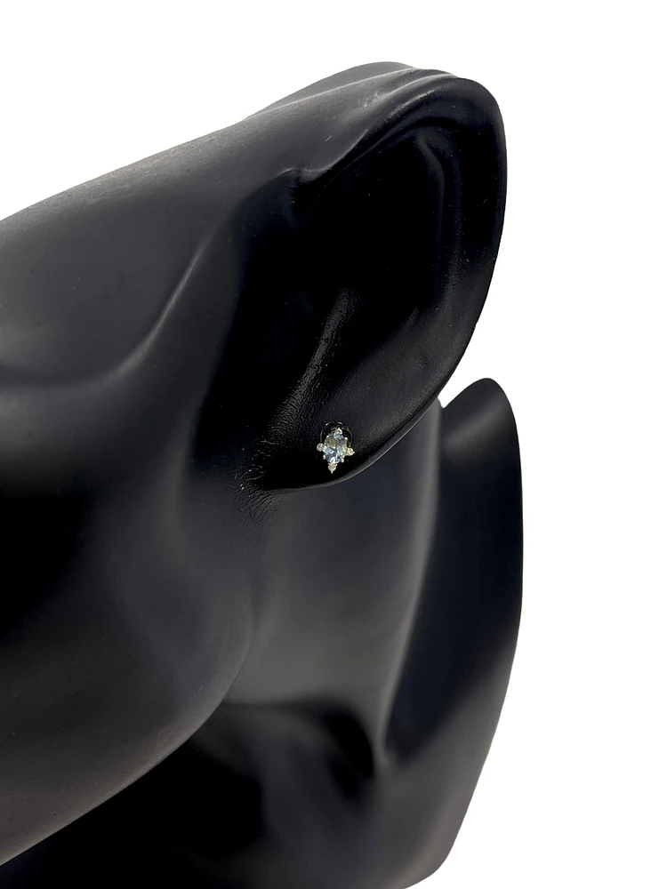 10K Yellow Gold Aquamarine and Diamond Earrings