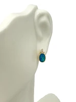 10K Yellow Gold 0.80cttw Australian Doublet Opal and 0.065cttw Diamond Earrings