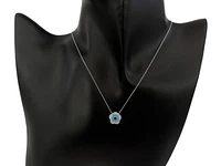 10K White Gold Blue Enamel and Diamond Necklace, 18"