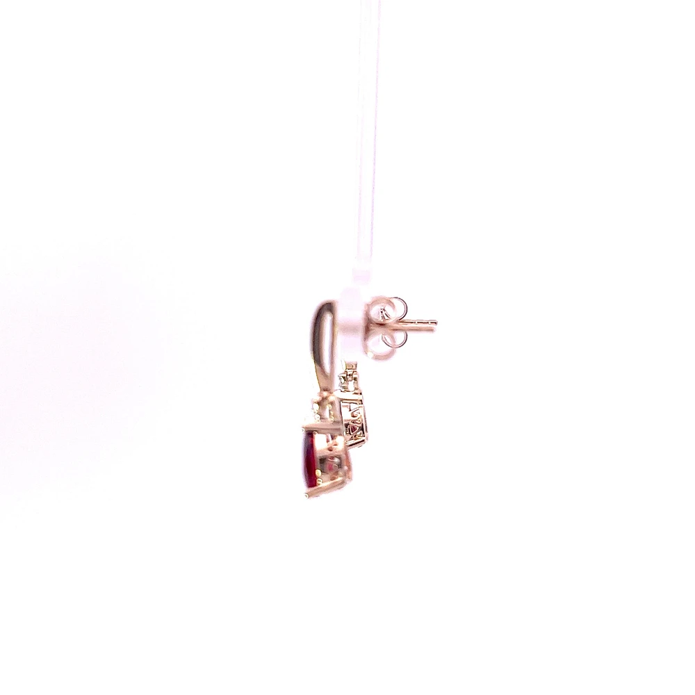 10K Yellow Gold Genuine Garnet & 0.025cttw Diamond Earrings
