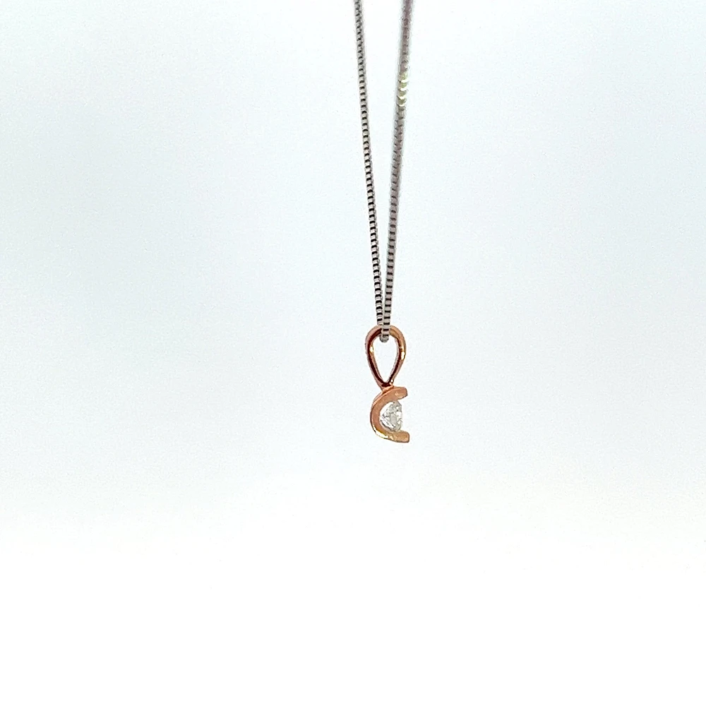10K Two Toned Rose Gold and White Gold 0.04cttw Diamond Solitaire Necklace - 17 Inches