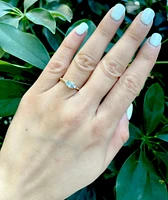 10K Yellow Gold 0.40cttw Genuine Oval Cut Aquamarine & 0.02cttw Diamond Ring, size 6.5