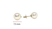 14K Yellow Gold 7-7.5mm Cultured Pearl Earrings with Butterfly Backs