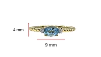 10K Yellow Gold 0.40cttw Genuine Oval Cut Aquamarine & 0.02cttw Diamond Ring, size 6.5