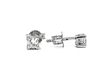 14K White Gold 0.10cttw Princess Cut Canadian Diamond Earrings