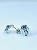 Blue Topaz, Aquamarine & Diamond Earrings