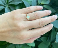 10K Yellow Gold 7mm x 5mm Opal and 0.04cttw Diamond Ring - Size 6.5