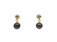 14K Yellow Gold Tahitian Pearl Drop Earrings