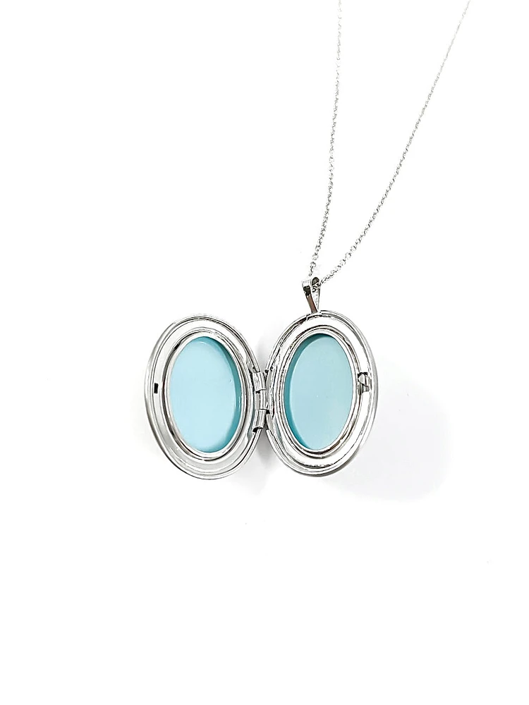 Sterling Silver Oval Locket Necklace 18"