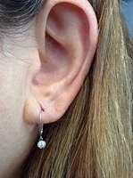 10K White Gold 0.13cttw Diamond Lever Back Earrings