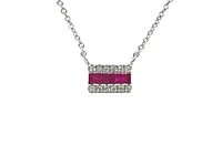 14K White Gold Ruby and Diamond Necklace, 18"