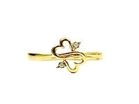 10K Yellow Gold 0.01cttw Diamond Double Heart Ring, size 6.5