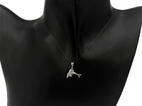 10K White Gold Dolphin Cubic Zirconia Charm - 19mm x 16mm