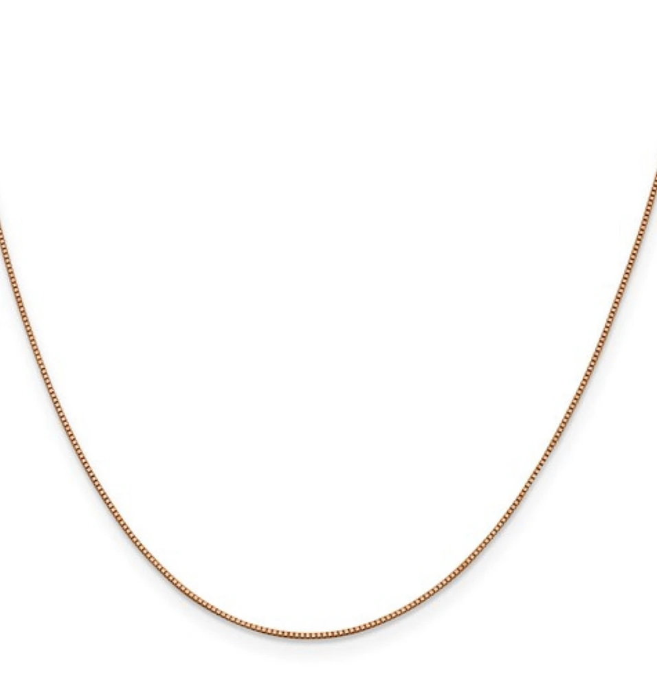 14K Rose Gold Box Chain with Lobster Clasp - 1.00 mm Various Length