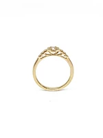 10K Yellow Gold 0.40cttw Canadian Diamond  Halo Engagement Ring, size 6.5