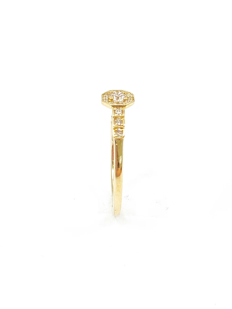 10K Yellow Gold 0.40cttw Canadian Diamond  Halo Engagement Ring, size 6.5