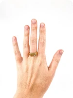 10K Yellow Gold 0.007cttw Diamond Signet Ring for Men, - /