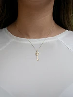 10K Yellow Gold 0.02cttw Canadian Diamond Key Necklace, 18”