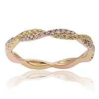 14K Yellow & Rose Gold Wavy Natural Fancy Yellow & Natural Fancy Pink Diamond Band