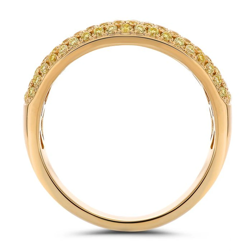 14K Yellow Gold Three Row Natural Fancy Yellow Diamond Band