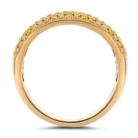 14K Yellow Gold Three Row Natural Fancy Yellow Diamond Band