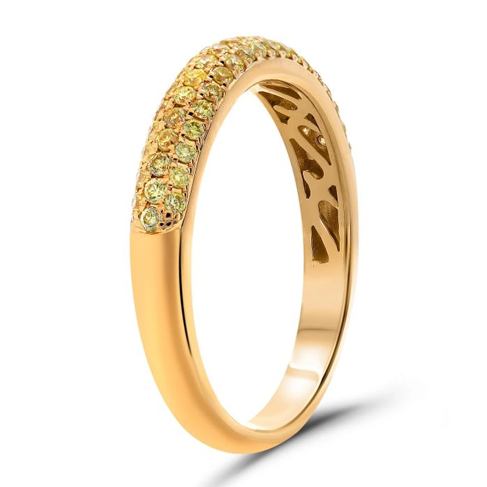 14K Yellow Gold Three Row Natural Fancy Yellow Diamond Band