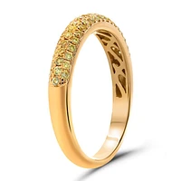 14K Yellow Gold Three Row Natural Fancy Yellow Diamond Band