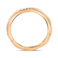 14K White, Yellow or Rose Gold 0.11cttw Diamond Twisted Pave Ring - 14K White Gold