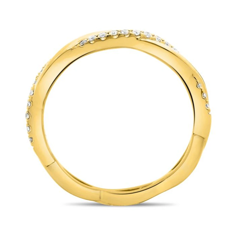 14K White, Yellow or Rose Gold 0.11cttw Diamond Twisted Pave Ring - 14K White Gold